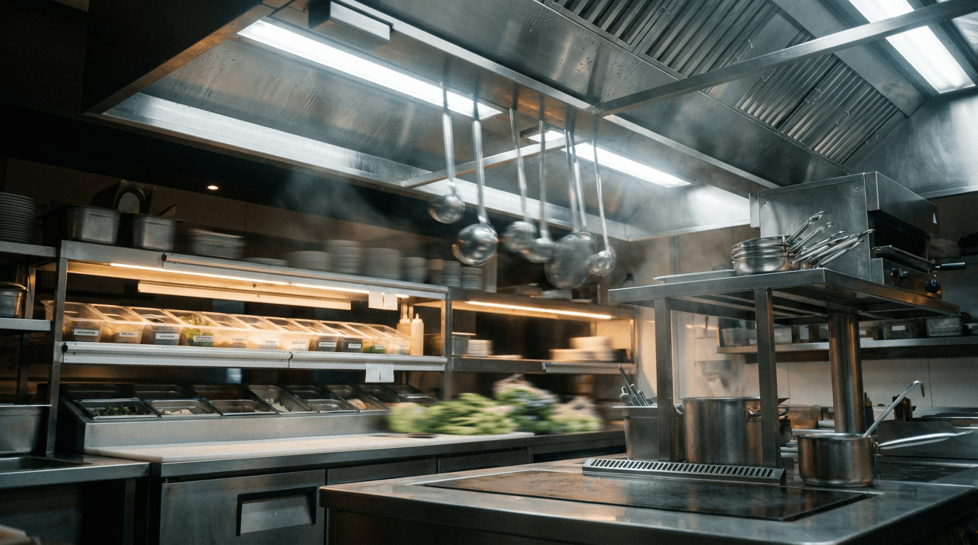 Interior de horno industrial con acumulación de grasa