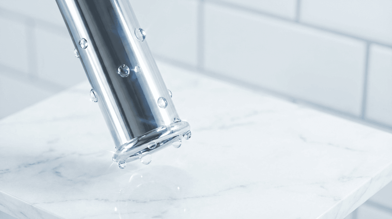 Superficie de acero inoxidable de cocina profesional siendo limpiada con técnica ecológica