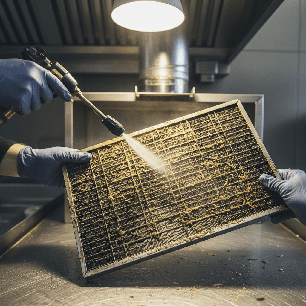 Freidora profesional siendo limpiada sin químicos